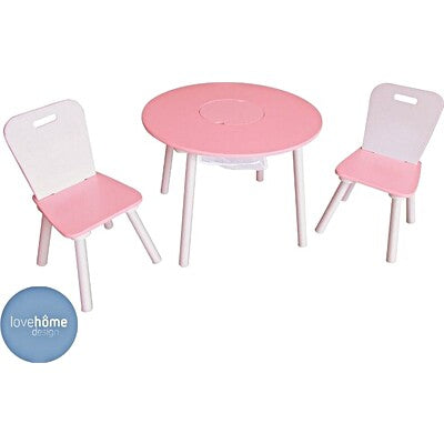 LOVEHOME SET TAVOLO+2 SEDIE ROSA IN LEGNO