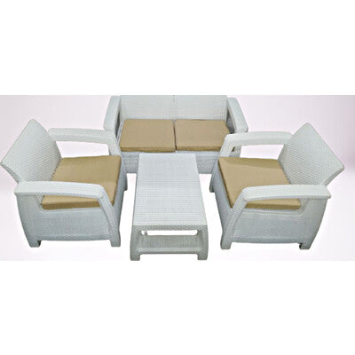 LOVEHOME SET RATTAN BORDO QUADRO GRIGIO - BIANCO
