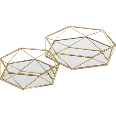UNIMASA SET 2 VASSOI ORO 25X25X6CM  20X20X6CM