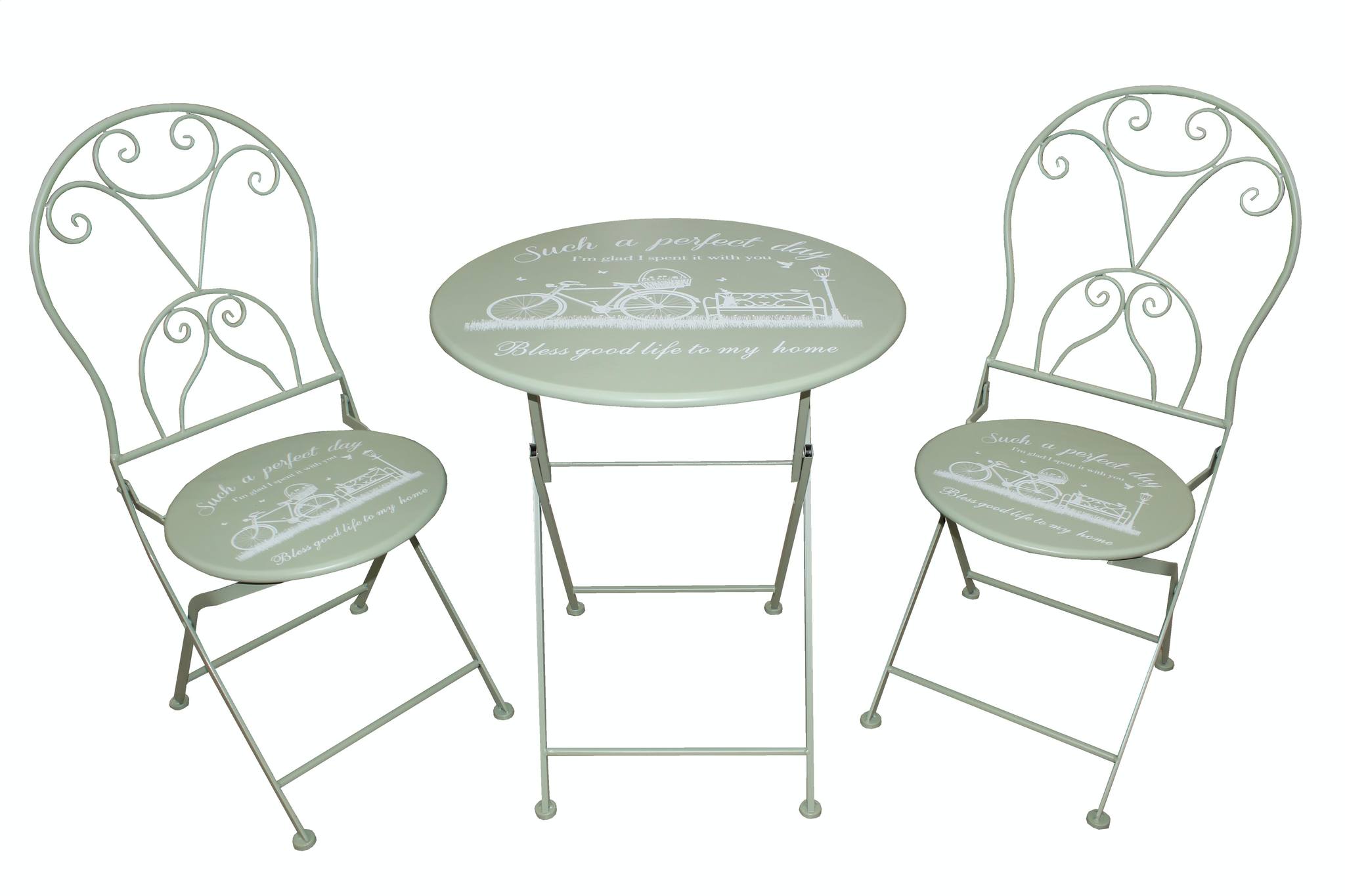 SET TAVOLO + 2 SEDIE VERDE SALVIA RICH*61X61X71