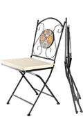 SET TAVOLO 60X70CM + 2 SEDIE PIEGHEVOLI IN FERRO E CEMENTO