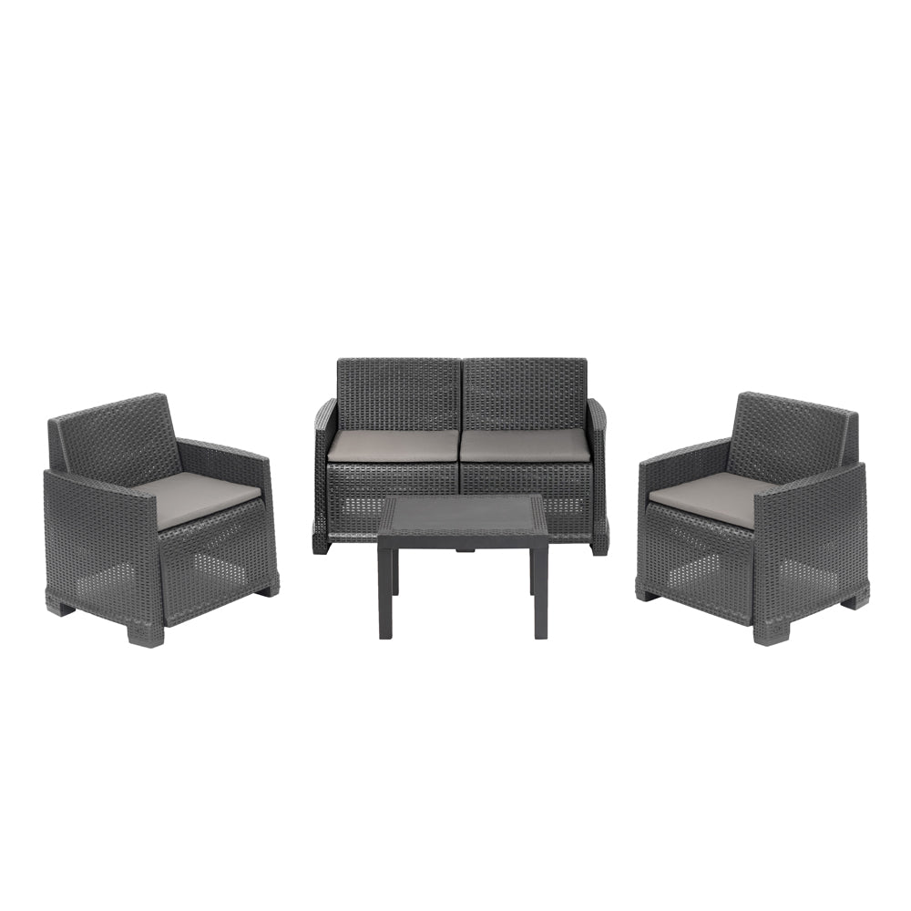 SET DIVANO RATTAN ANTRAC C/C GRIGIO *129X66X74 72X66X74
