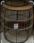 AD TERND SET 3 TAVOLI TONDI FERRO+BAMBOO+RATTAN