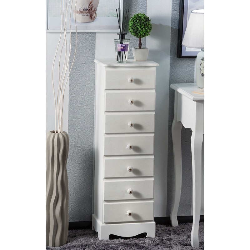 Cassettiera alta e stretta bianca cm 29,5x23h.89 art.50259