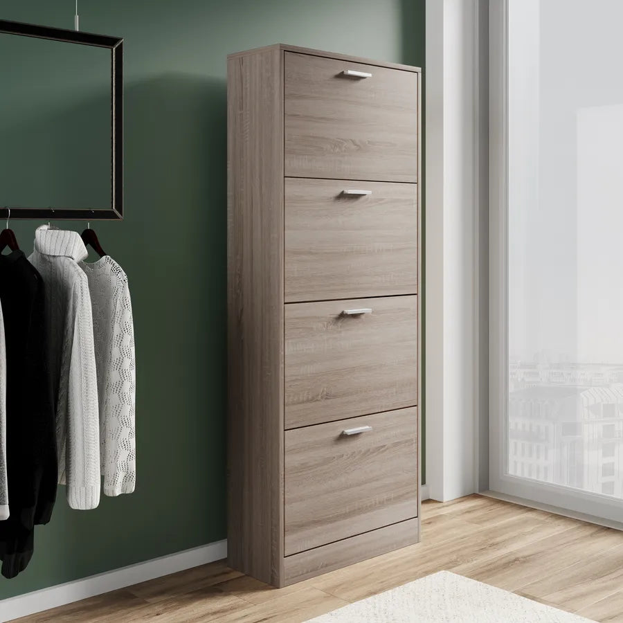 Scarpiera 60x153h cm rovere con 4 ante a ribalta -
